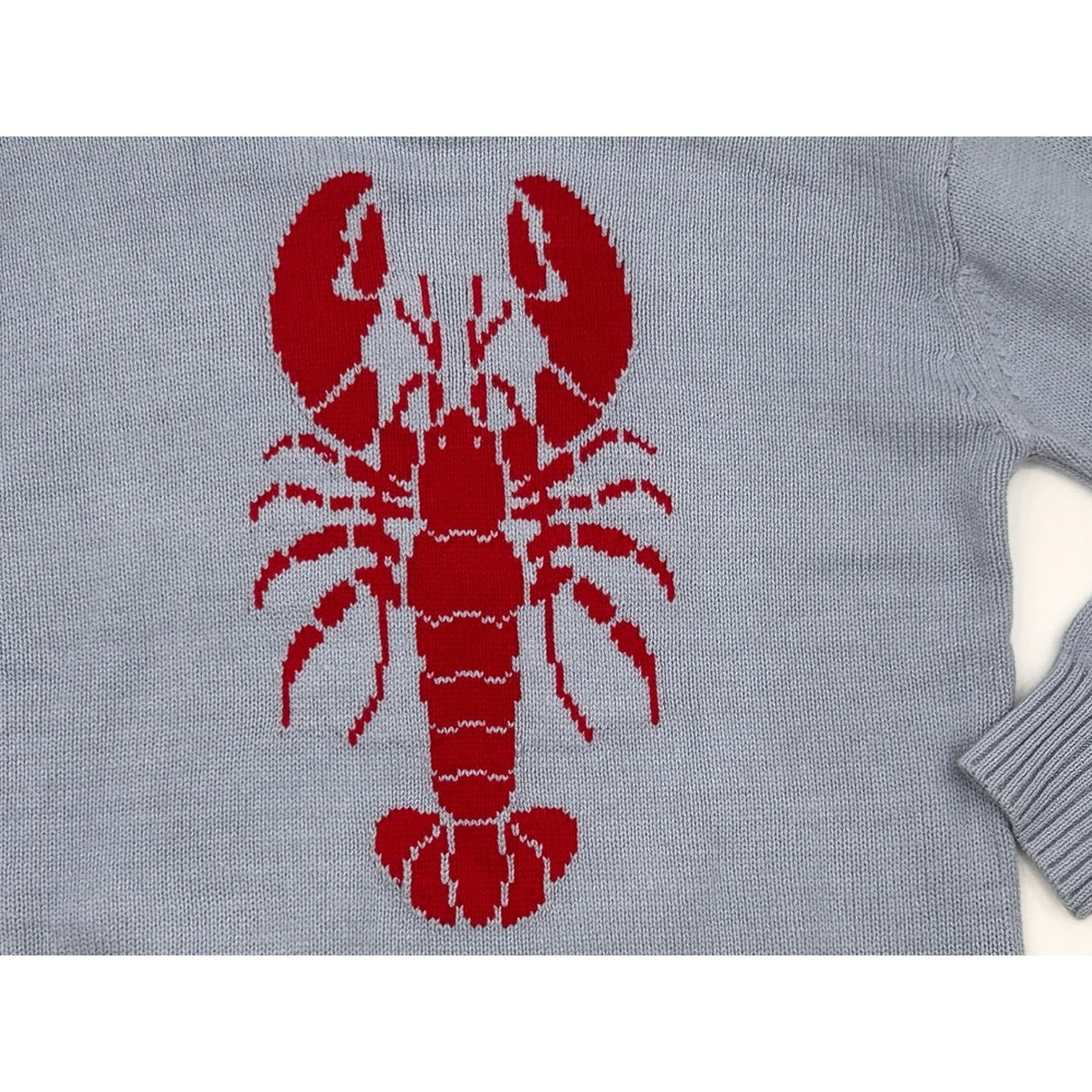 Mighty Fine Womens Lobster Graphic Knit Pullover Sweater Light Blue Medium NWT - Picture 4 of 7